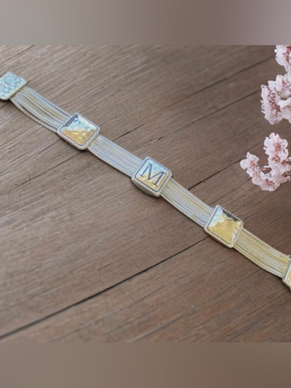 Initial M  Bracelet in Silver plated magnetic clasp. Fits up to 7.5” inch wrist